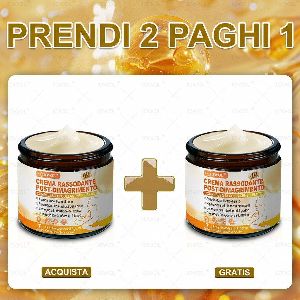 Negozio Ufficiale | IOWOL® Crema Rassodante Post-Dimagrimento con GHK-Cu, Argireline & Matrixyl 3000, peptidi di collagene e principi attivi rassodanti per contrastare la pelle flaccida e cadente dopo il dimagrimento.